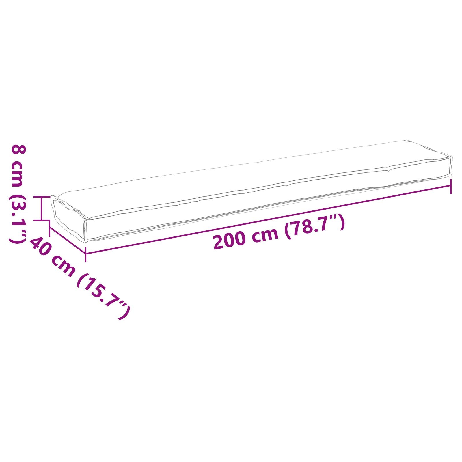 Palletkussens Voor Bank 2 Stuks 200X40X8 Cm Oxford Stof Grijs