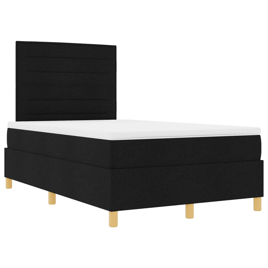 Boxspring Bed Met Matras Zwart 120X200 Cm Stof Blauw
