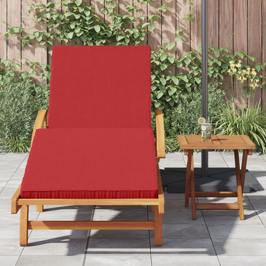 Opvouwbare Zonnebank Met Wielen & Kussen Massief Hout Acacia Rood Natuurlijk 1 zonnebank zonder tafel