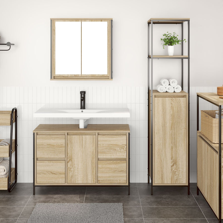 2-Delige Badkamermeubelset Sonoma Eiken Engineered Wood