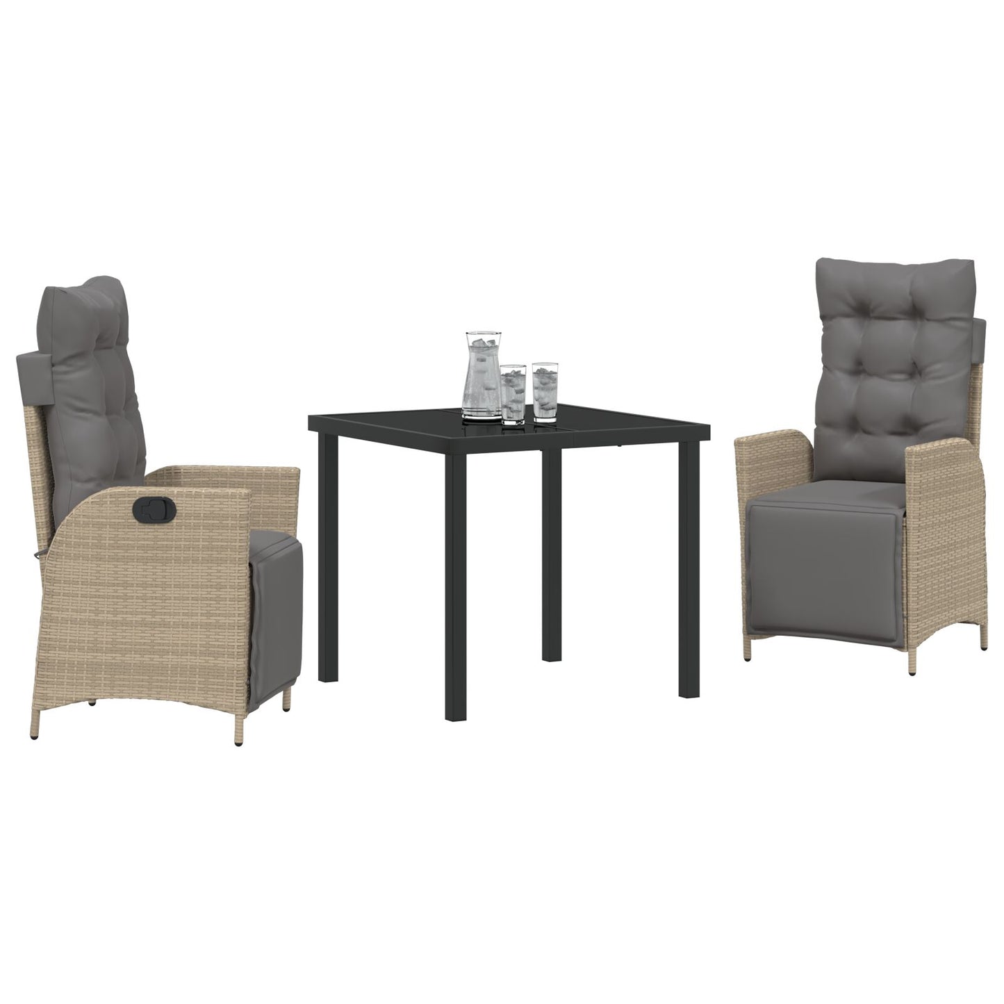 3-Delig Tuin Eettafelset Beige Poly Riet