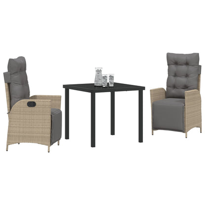 3-Delig Tuin Eettafelset Beige Poly Riet