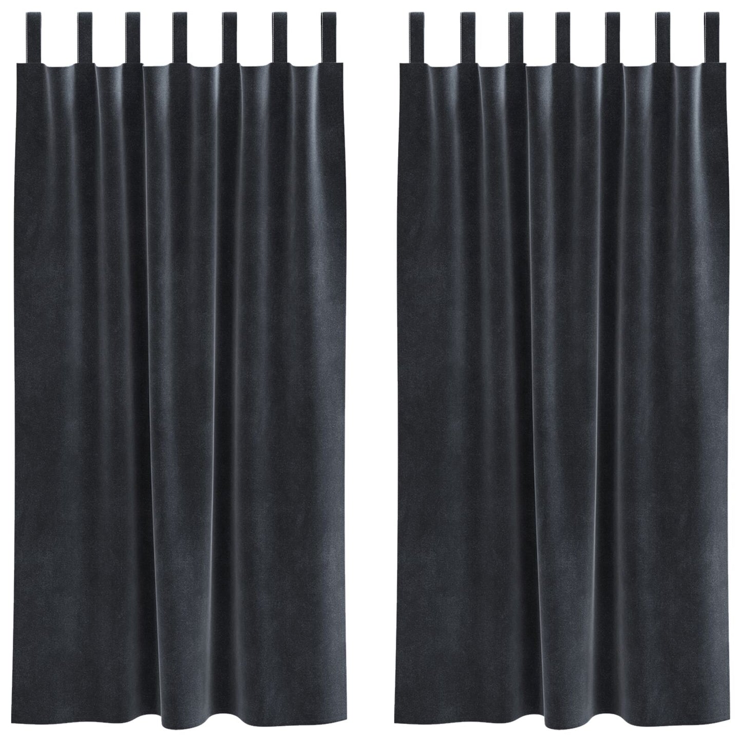 Zwarte Verduisteringsgordijnen 2 Stuks Fluweel Donkergrijs 140 x 175 cm met ophanglussen