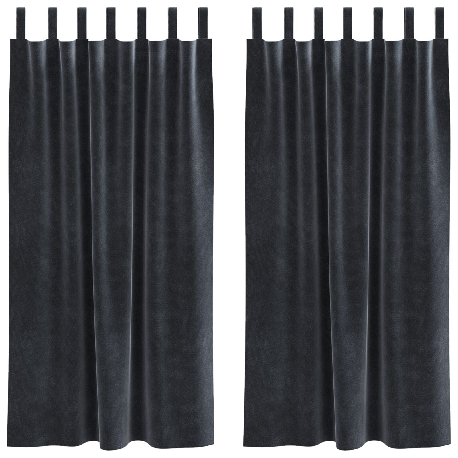 Zwarte Verduisteringsgordijnen 2 Stuks Fluweel Donkergrijs 140 x 175 cm met ophanglussen