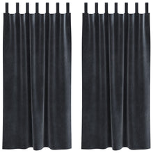 Zwarte Verduisteringsgordijnen 2 Stuks Fluweel Donkergrijs 140 x 175 cm met ophanglussen