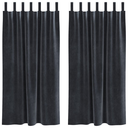 Zwarte Verduisteringsgordijnen 2 Stuks Fluweel Donkergrijs 140 x 175 cm met ophanglussen