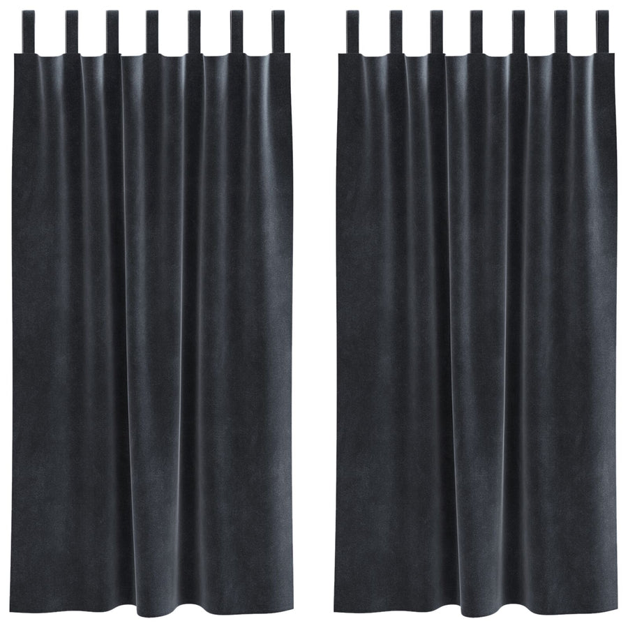 Zwarte Verduisteringsgordijnen 2 Stuks Fluweel Donkergrijs 140 x 175 cm met ophanglussen