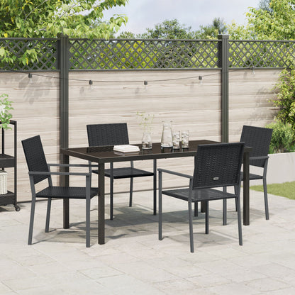 Set Van 3 Zwart Pe Rattan, Gepoedercoat Staal 54X62.5X89 Cm