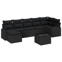 8-delige Tuinbankstel met Kussens Beige Poly Rattan
