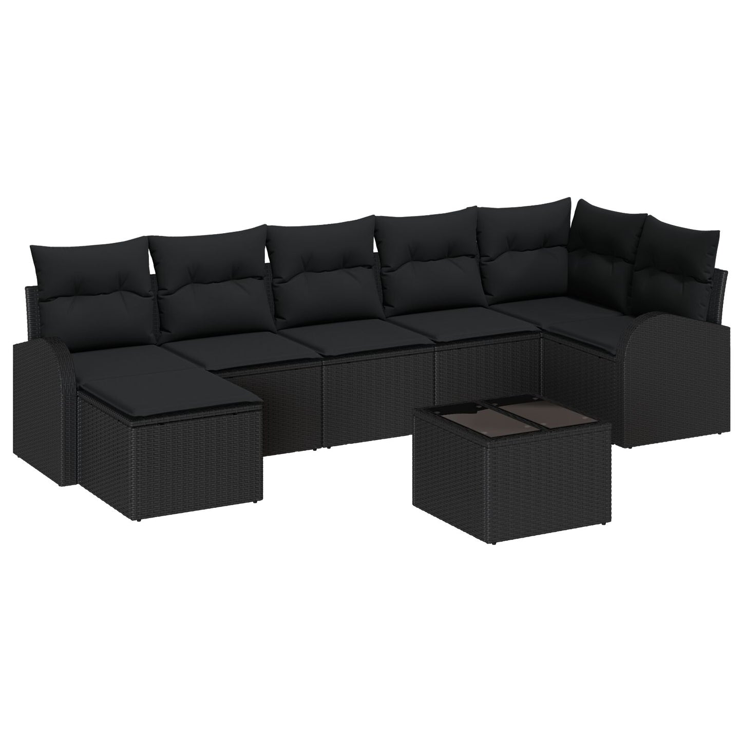 8-delige Tuinbankstel met Kussens Beige Poly Rattan