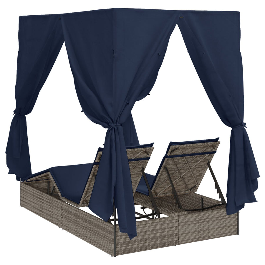 Dubbele Loungebank Set Van 2 Rattan Groot Grijs en marineblauw