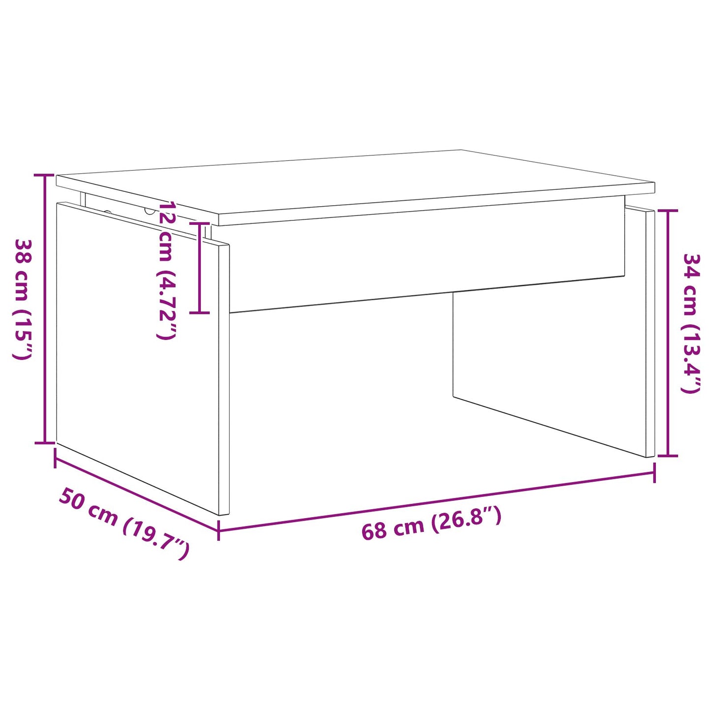 Salontafel Zwart Eiken 68X38X50 Cm Samengesteld Hout