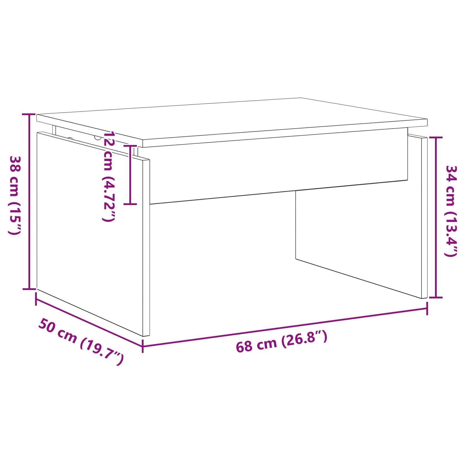 Salontafel Zwart Eiken 68X38X50 Cm Samengesteld Hout
