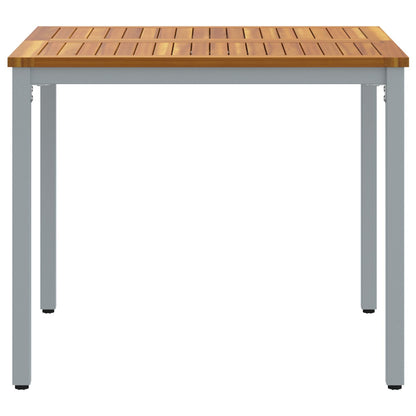 Tuin Tafel Van Massief Acaciahout En Metaal 90 x 90 x 75 cm Natuurlijk en grijs