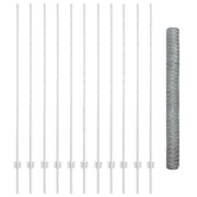 Hekpalen 160 cm gegalvaniseerd staal zilver 22 stuks