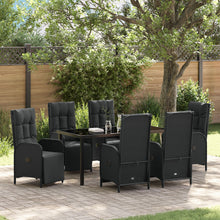 7-Delige Tuin Eetset Met Kussens Zwart Poly Rattan