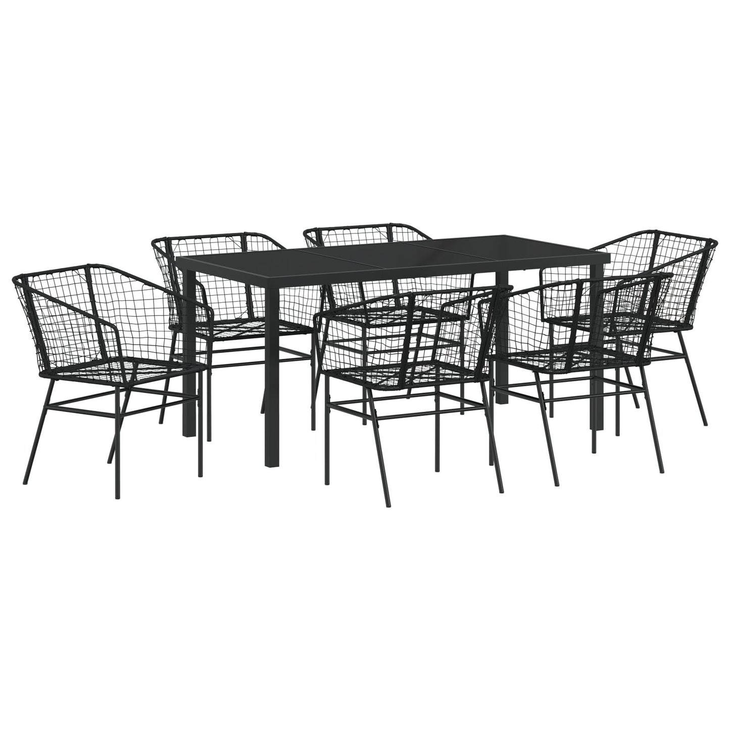 Set Van 4 Zwart Pe Rattan Middel Uv-Bestendig Tuinstoel