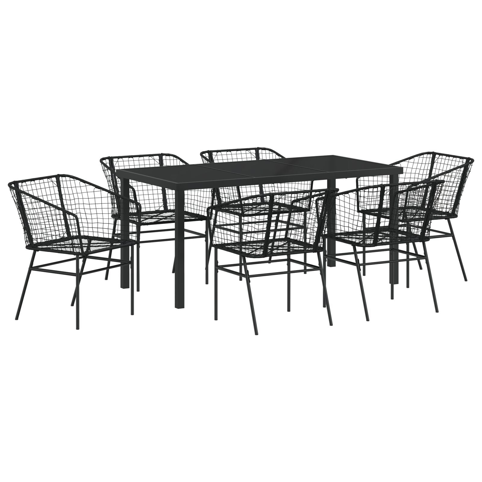 Set Van 4 Zwart Pe Rattan Middel Uv-Bestendig Tuinstoel