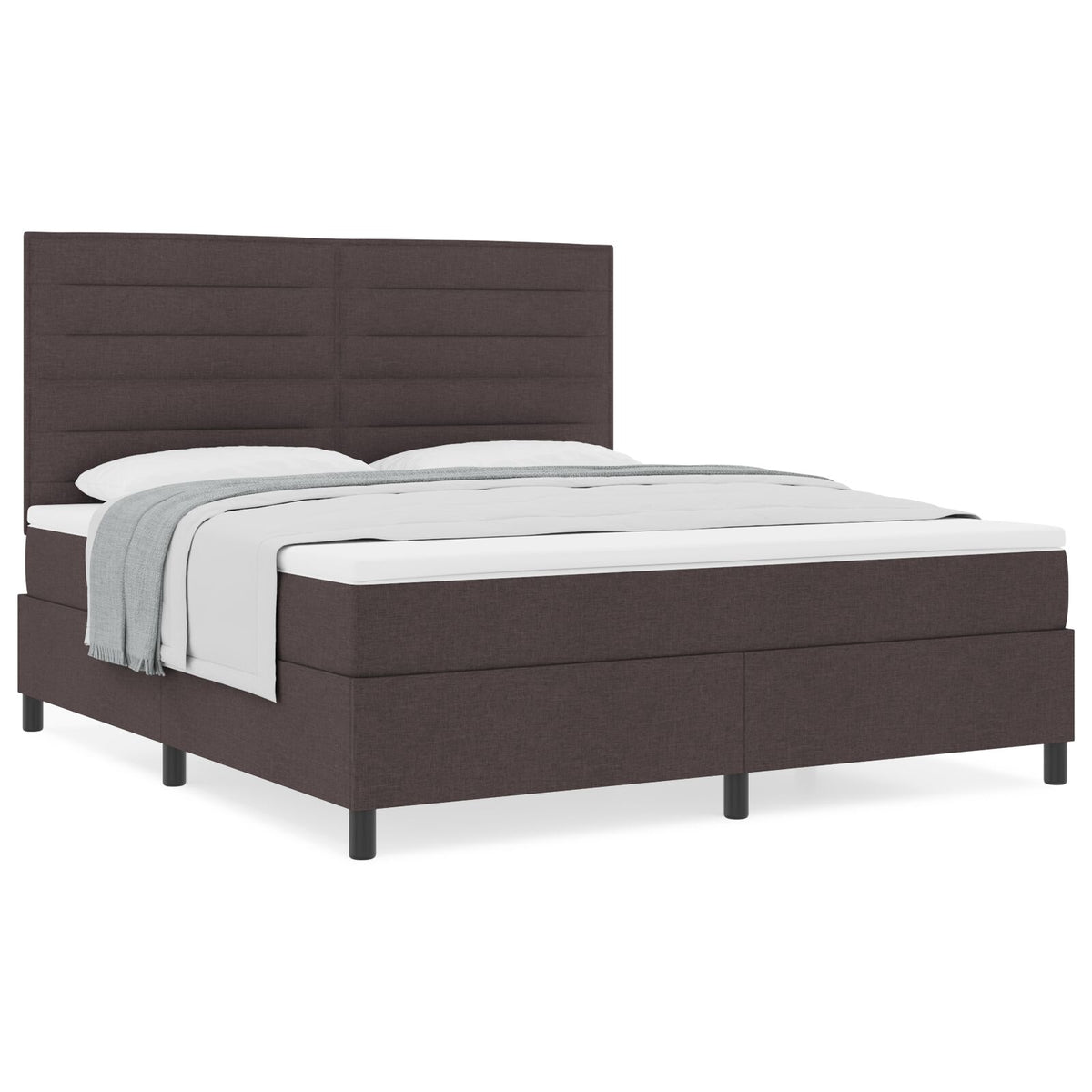 Boxspring Bed Met Matras Super Kingsize Stof Donkerbruin 180 x 200 cm Lijnenontwerp