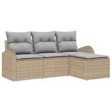 4-Delige Tuinbankset Met Kussens Beige Poly Rattan