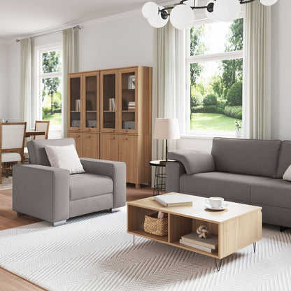 3-Delige Bankset Met Kussens In Taupe Stof