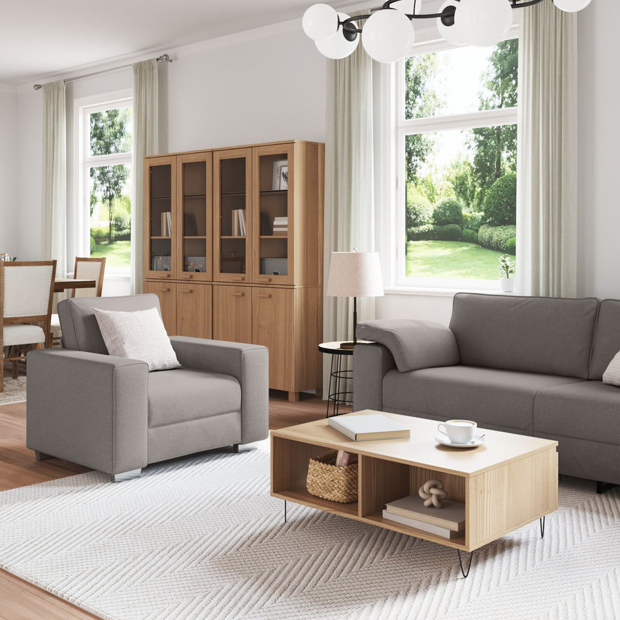 3-Delige Bankset Met Kussens In Taupe Stof