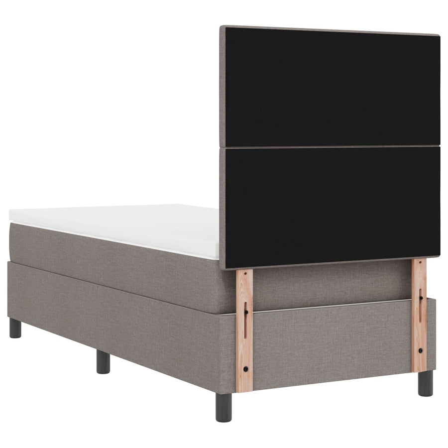 Boxspring Bed Met Matras Eenpersoons Stof Taupe 90 x 190 cm Knop tufted