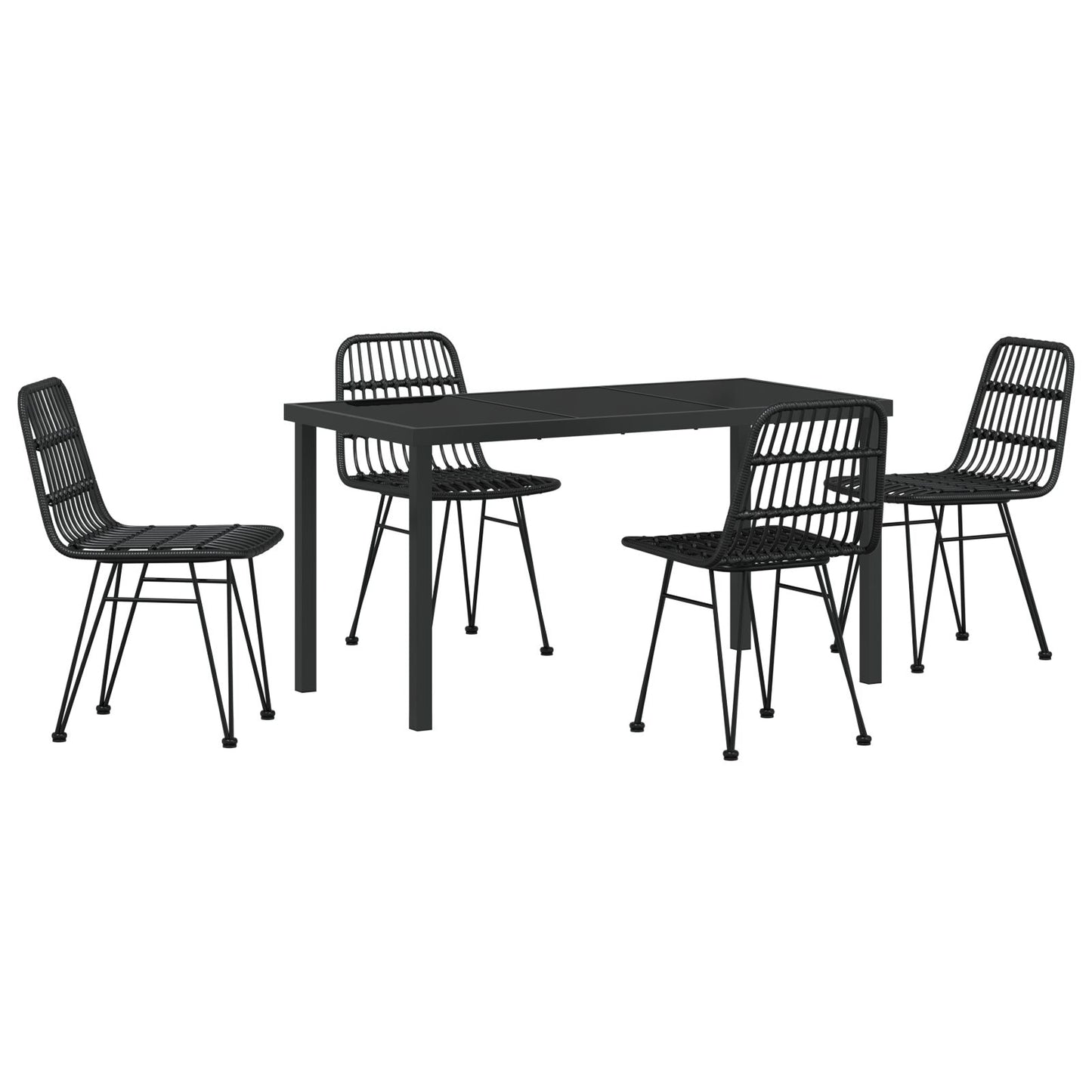 5-Delige Tuin Eetset Zwart Poly Rattan