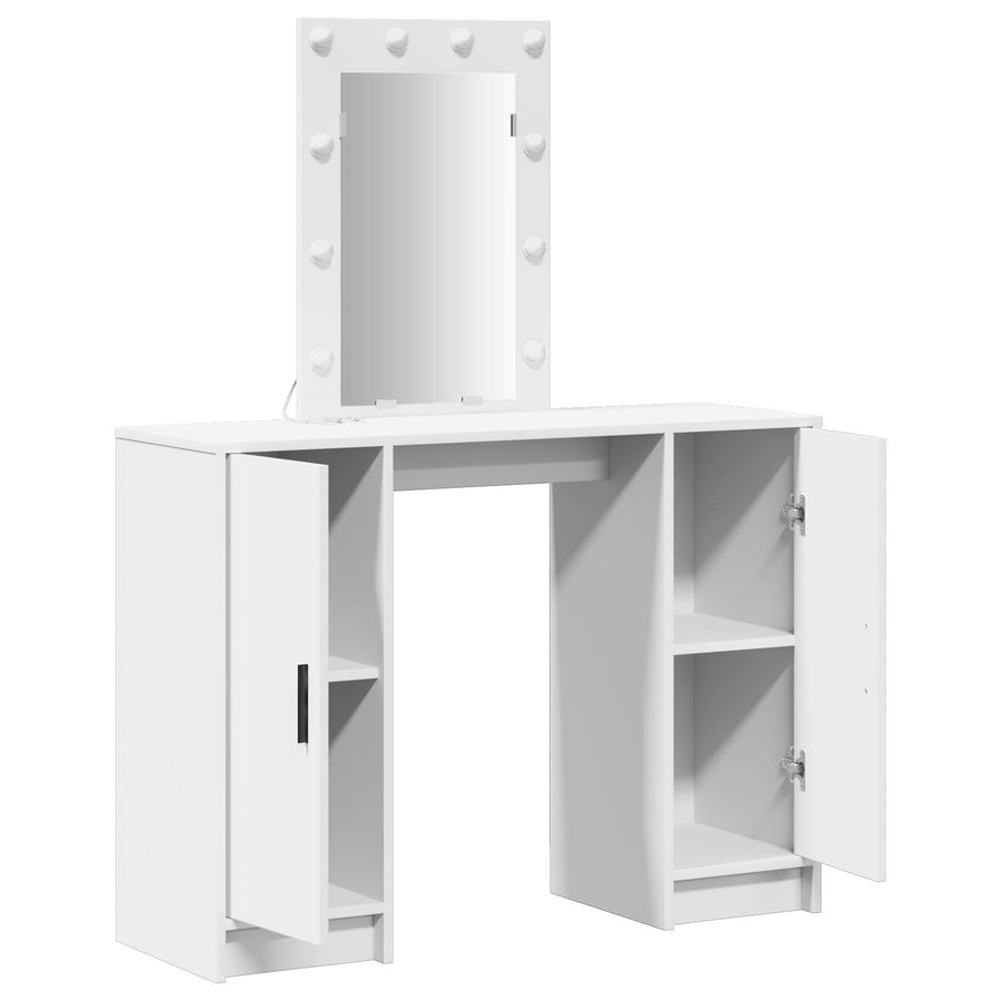 Kaptafel Met Led-Lampen 102X33X135 Cm Wit