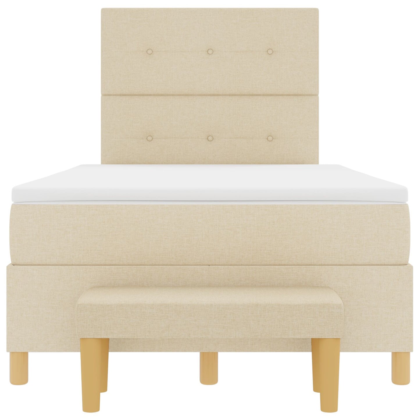 Boxspringbed Met Matras & Bank Stof Crème 120 x 200 cm Geknoopte stoffering