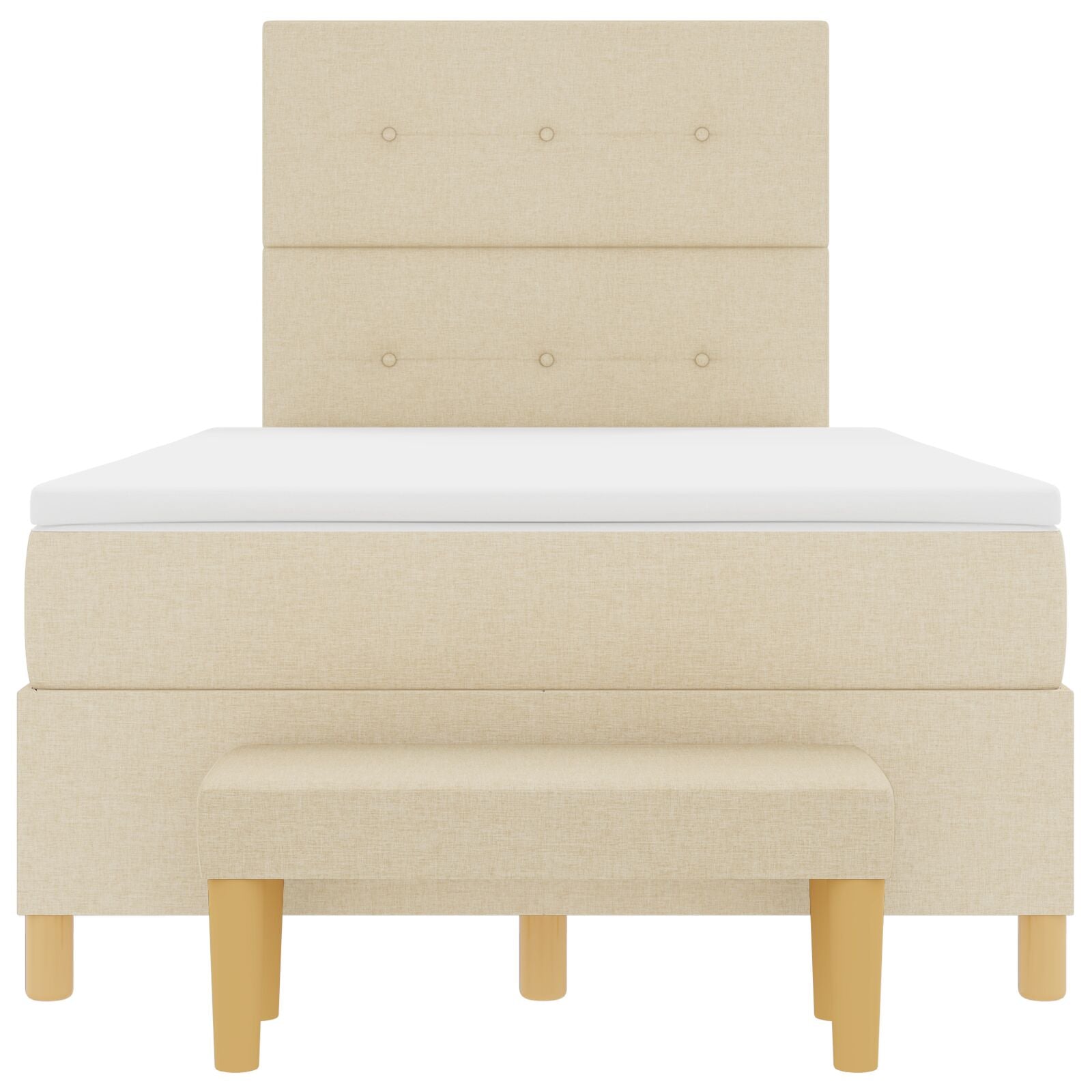 Boxspringbed Met Matras & Bank Stof Crème 120 x 200 cm Geknoopte stoffering