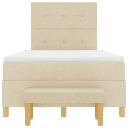 Boxspringbed Met Matras & Bank Stof Crème 120 x 200 cm Geknoopte stoffering
