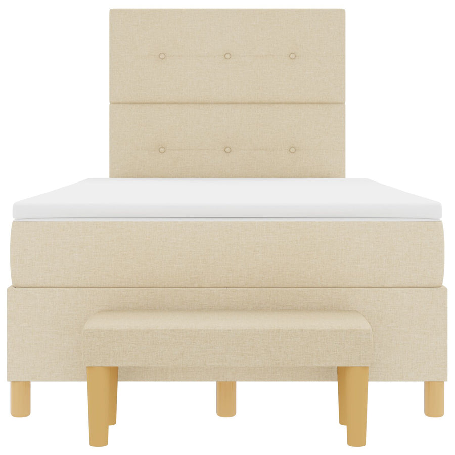 Boxspringbed Met Matras & Bank Stof Crème 120 x 200 cm Geknoopte stoffering