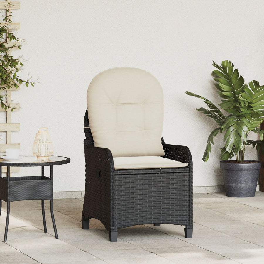 Reclinerstoel Met Kussen Poly Rattan Zwart