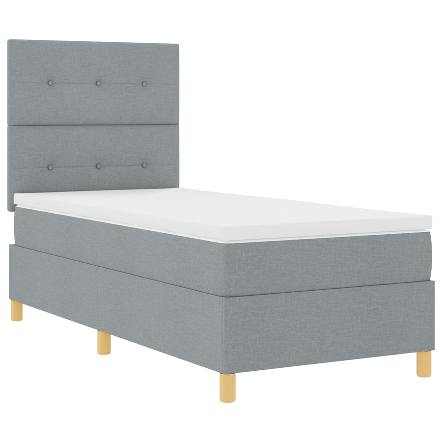 Boxspring Bed Met Matras Lichtgrijs 90X200 Cm Stof Blauw