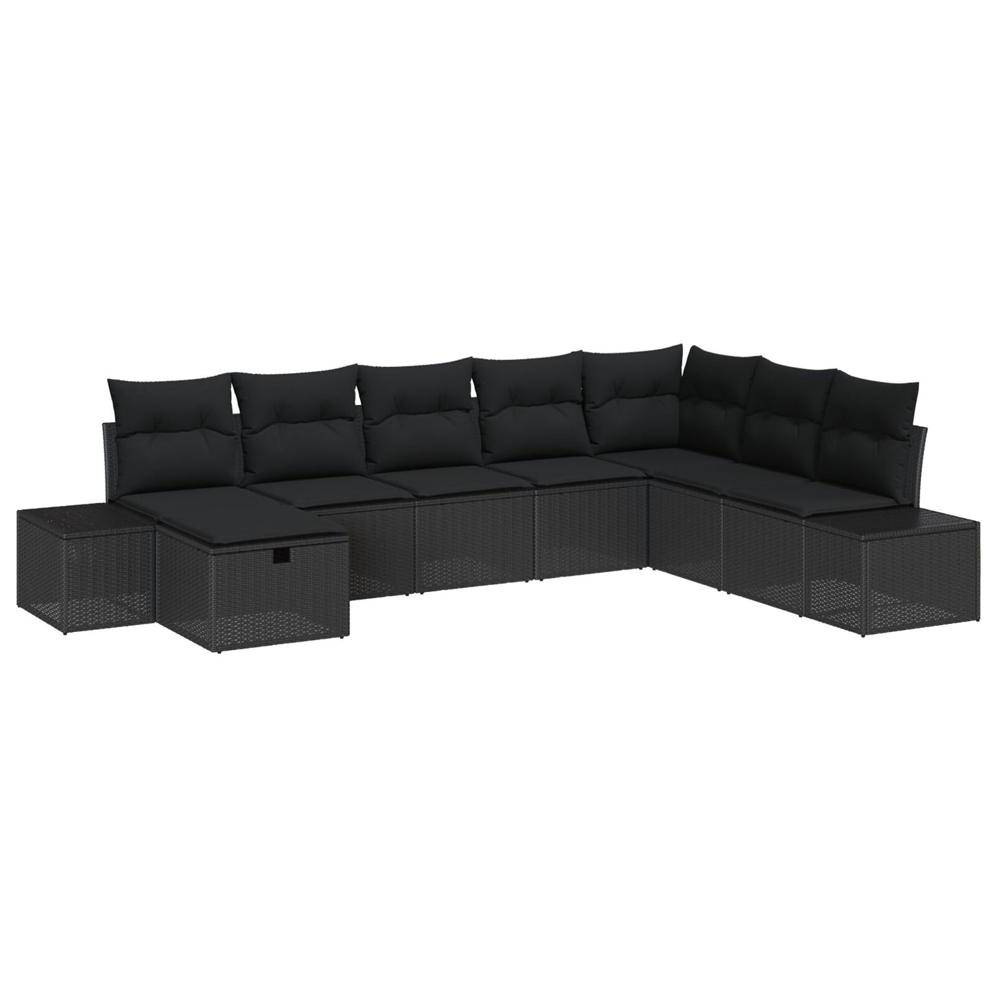 Tuinsofa Set Set Van 8 Zwart Rattan, Staal Outdoor Sectiesofa