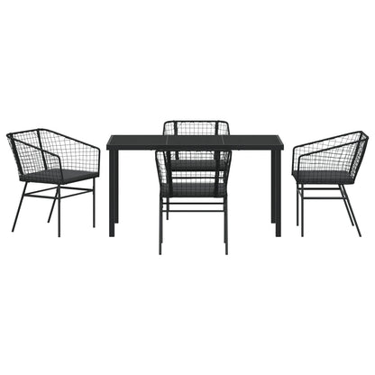 Set Van 3 Zwart En Donkergrijs Pe Rattan, Gepoedercoat Staal