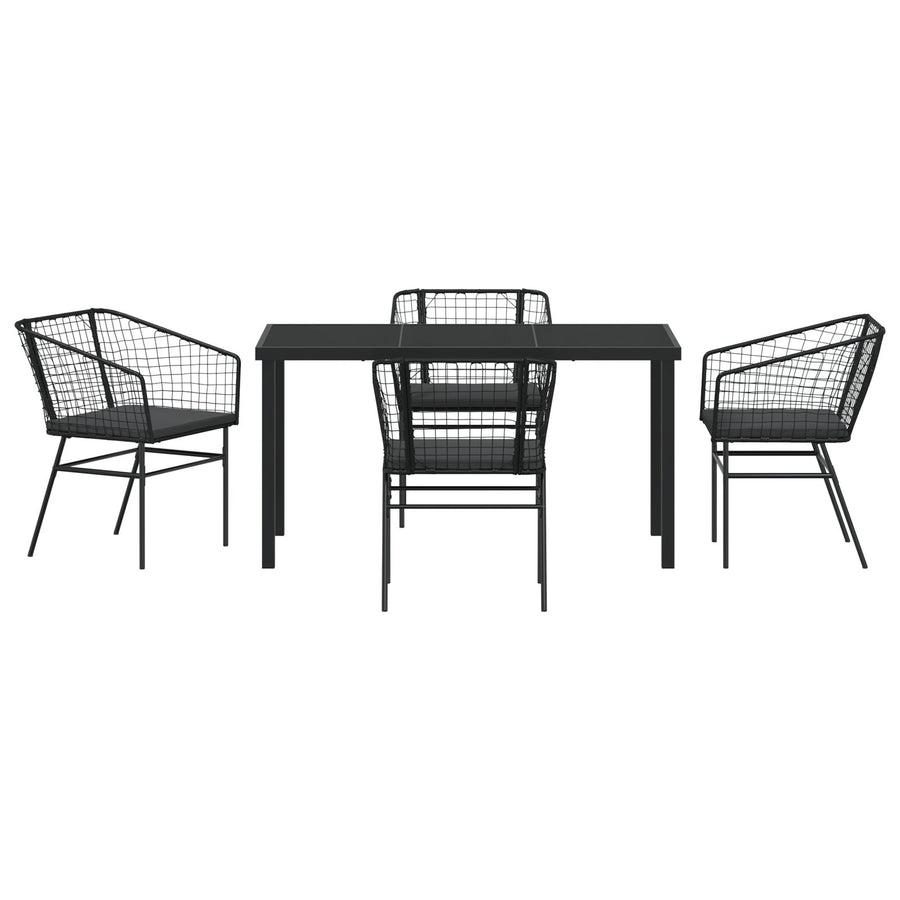Set Van 3 Zwart En Donkergrijs Pe Rattan, Gepoedercoat Staal