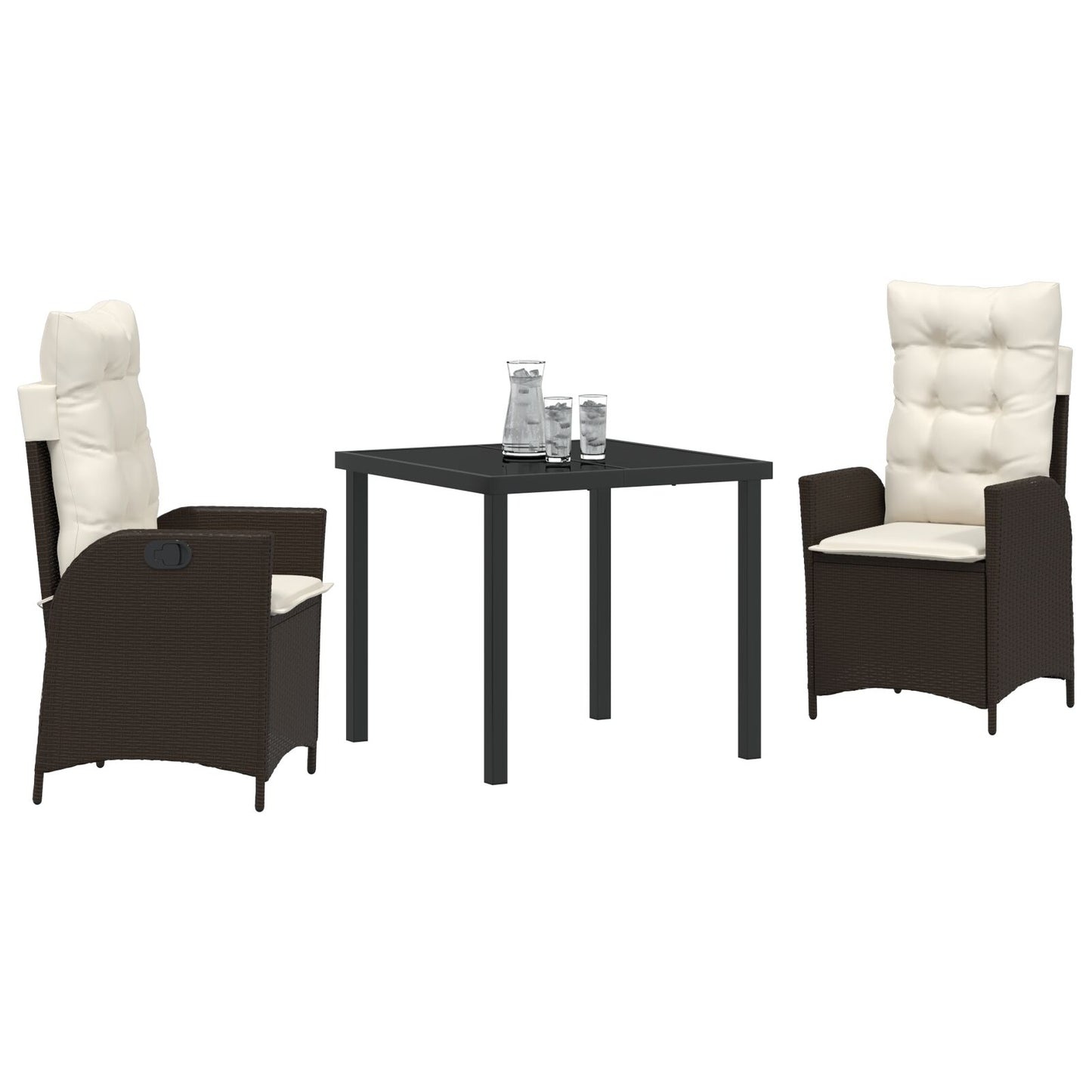 Set Van 2 Bruin Bruin Poly Rattan, Gepoedercoat Staal 2-Persoons