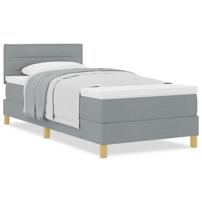 Boxspring Bed Met Matras Stof Lichtgrijs 90 x 200 cm Lijnen ontwerp