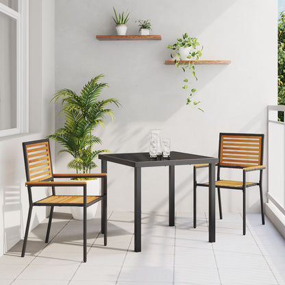 Stapelbare Tuinstoelen Met Kussens 2 Stuks Poly Rattan Zwart Hout