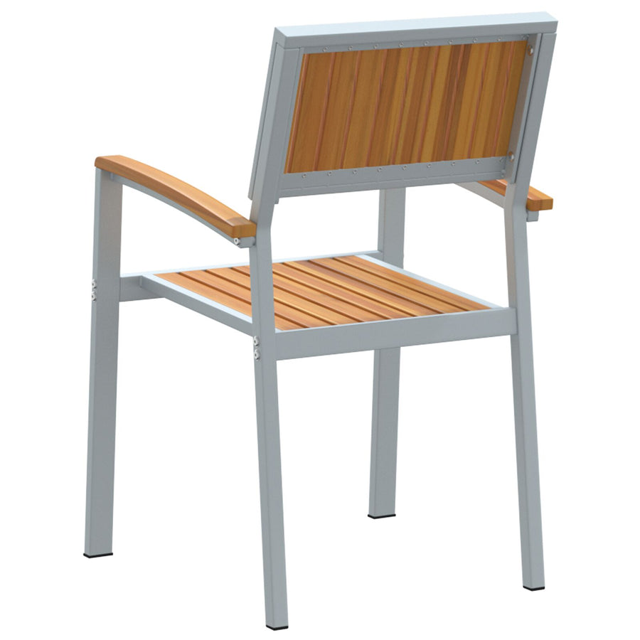 Tuinstoelen 4 Stuks Stapelbaar Massief Acaciahout En Staal Natuurlijk en grijs