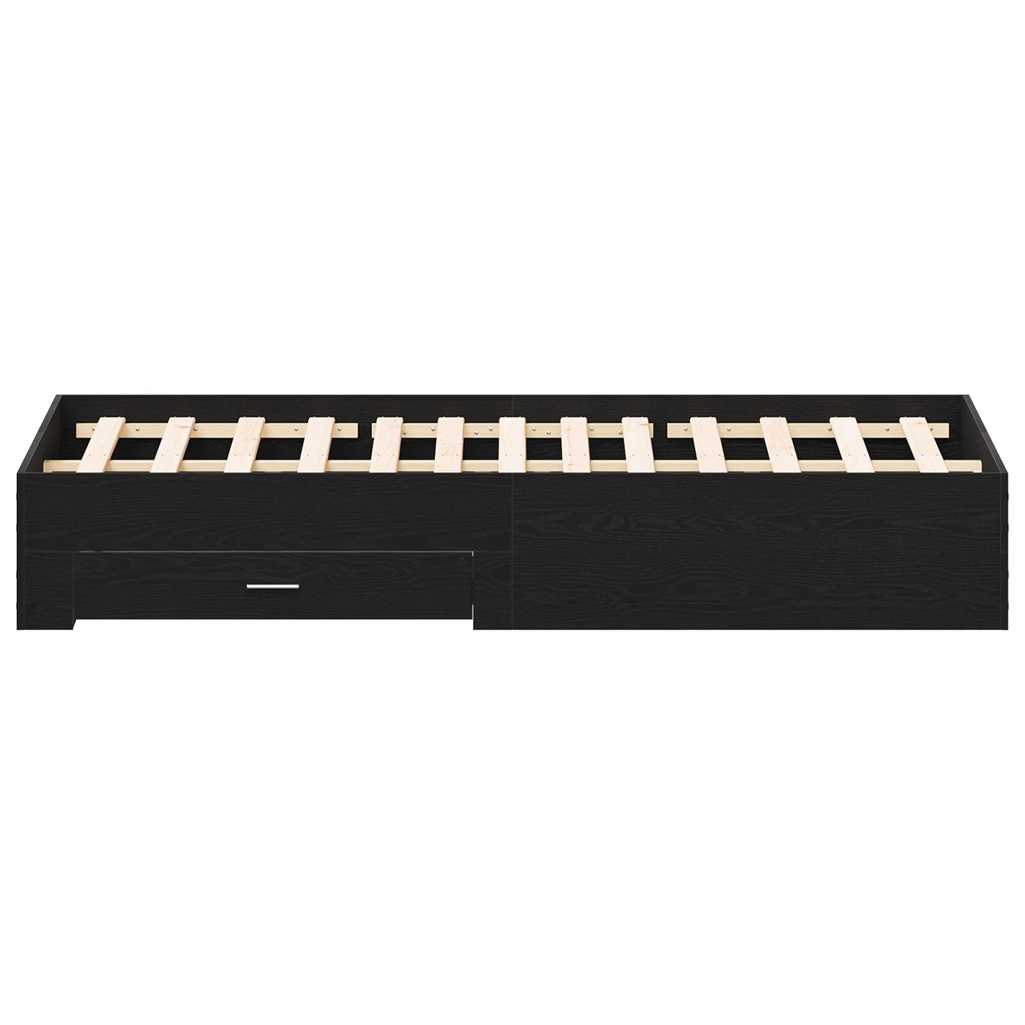 Bedframe Met Laden Zwart Eiken 180X200 Cm Geprefabriceerd Hout Ambachtelijk Eiken