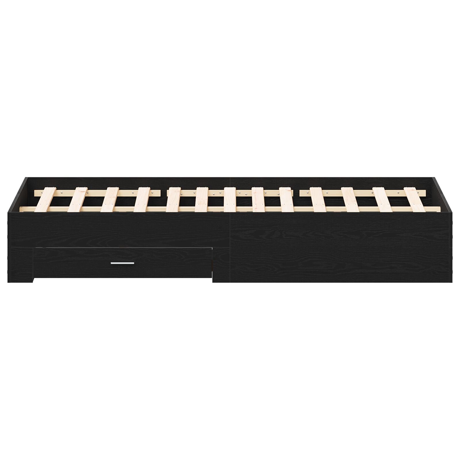 Bedframe Met Laden Zwart Eiken 180X200 Cm Geprefabriceerd Hout Ambachtelijk Eiken