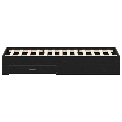Bedframe Met Laden Zwart Eiken 180X200 Cm Geprefabriceerd Hout Ambachtelijk Eiken