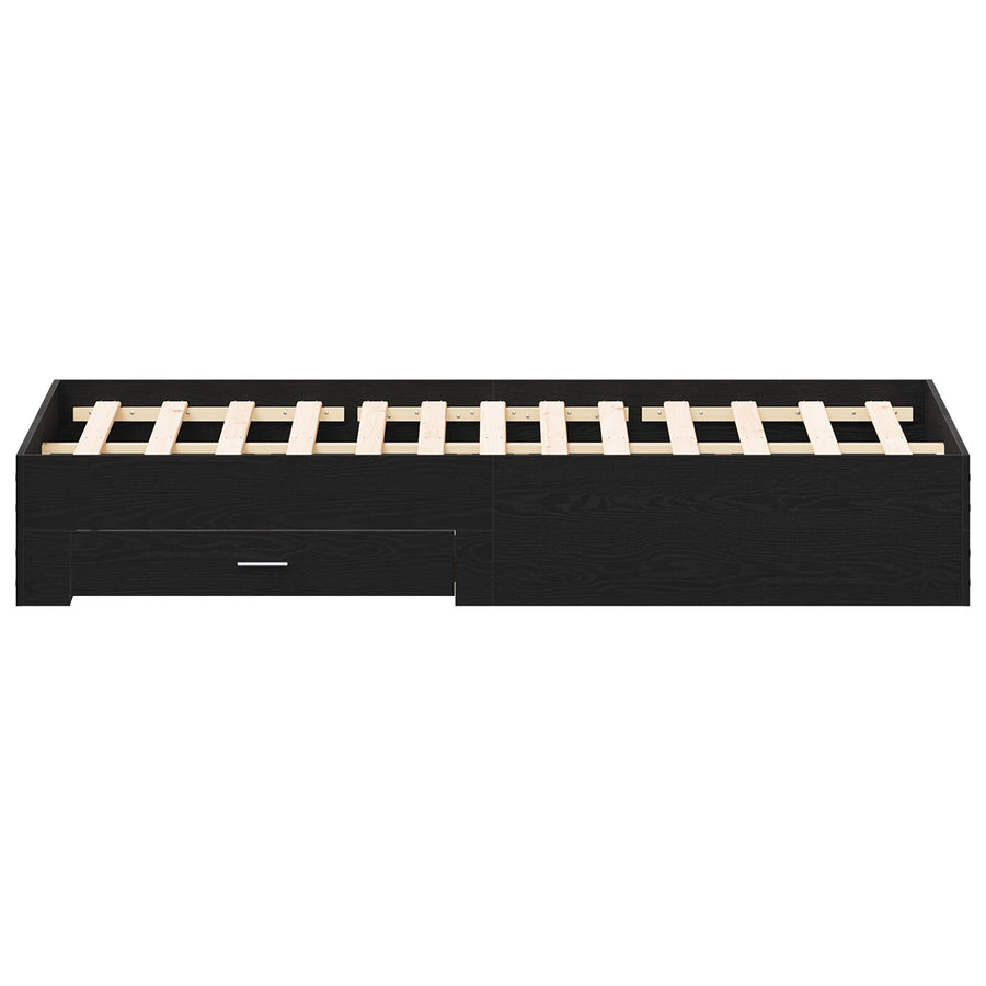 Bedframe Met Laden Zwart Eiken 180X200 Cm Geprefabriceerd Hout Ambachtelijk Eiken