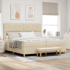 Box spring bed with mattress with headboard Cream 200 x 200 cm Fabric