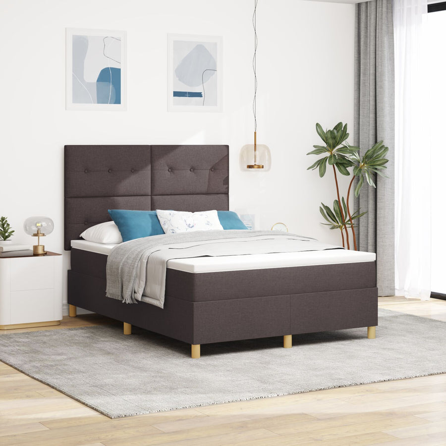 Boxspringbed Met Matras Donker Bruin 160X200 Cm Stof Blauw