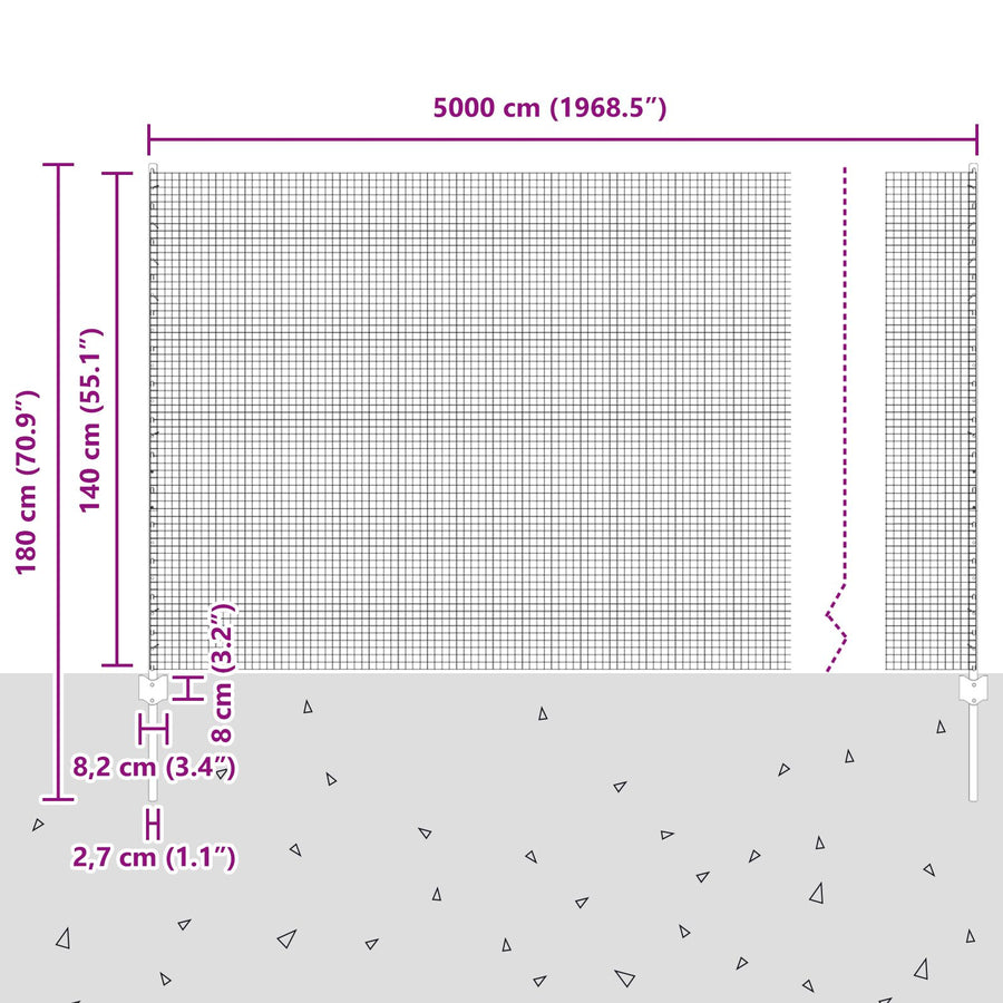 Gelaste Draadhek Met 22 U-Posts Groen 1.4X50 M Staal