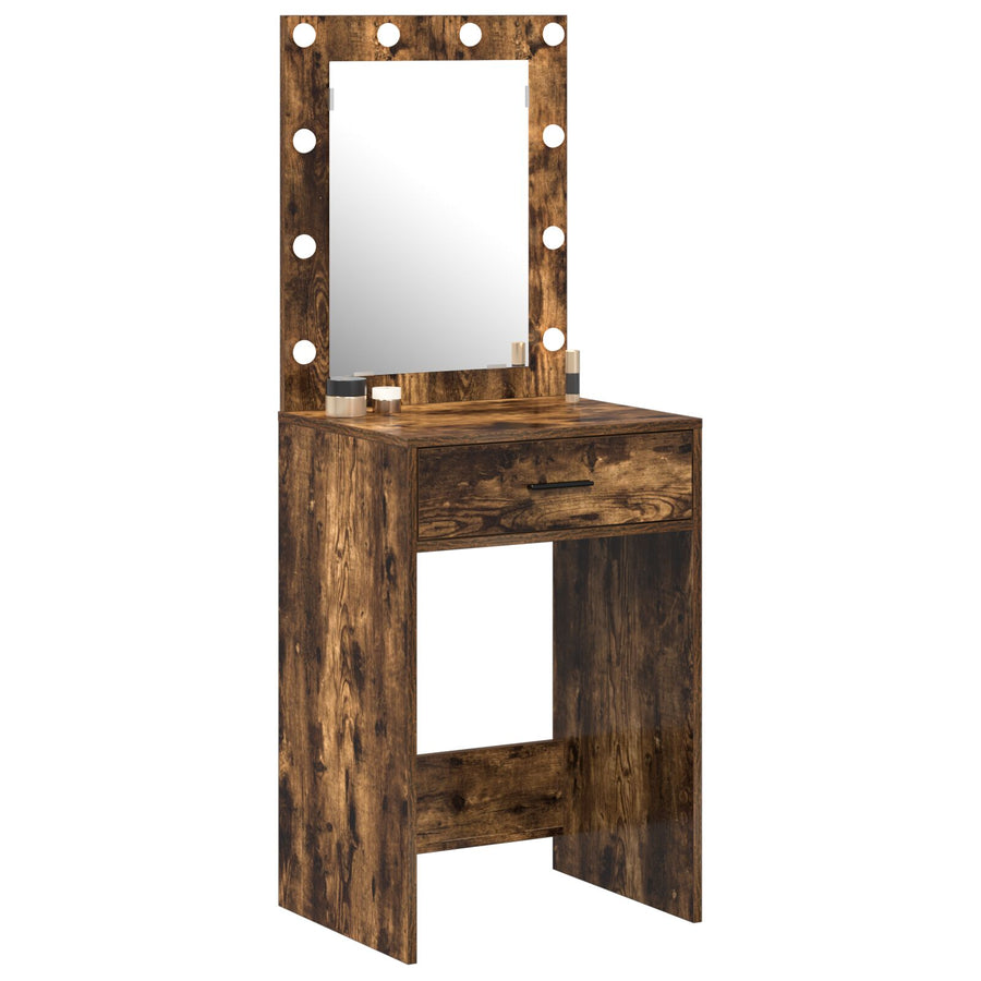 Kaptafel Met Led-Verlichting Gerookt Eiken 50 x 41 x 135 cm